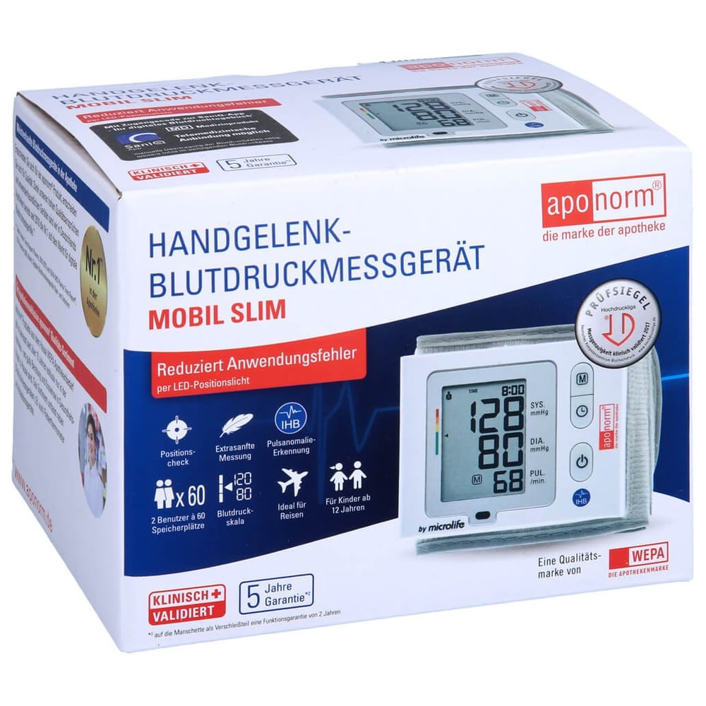 Aponorm Blutdruckmessgerät Mobil Slim Handgelenk