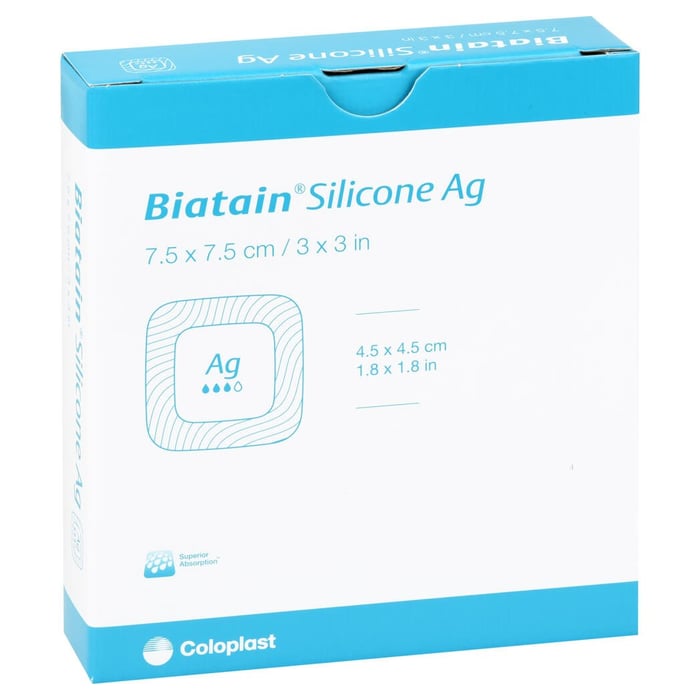 Biatain Silicone Ag Schaumverband 7,5x7,5 cm