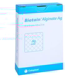 Biatain Alginate Ag Kompressen 5x5 cm mit Silber Avitamed