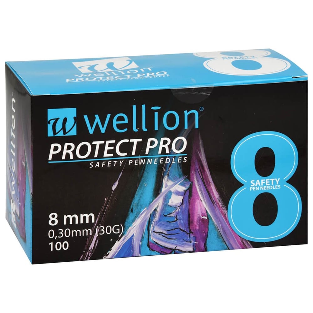 Wellion PROTECT Pro Safety pen needles 8 mm