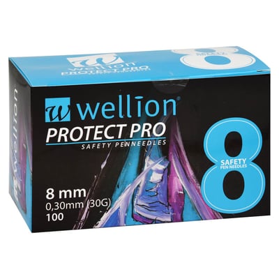 Wellion PROTECT Pro Safety pen needles 8 mm