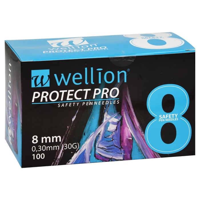 Wellion PROTECT Pro Safety pen needles 8 mm