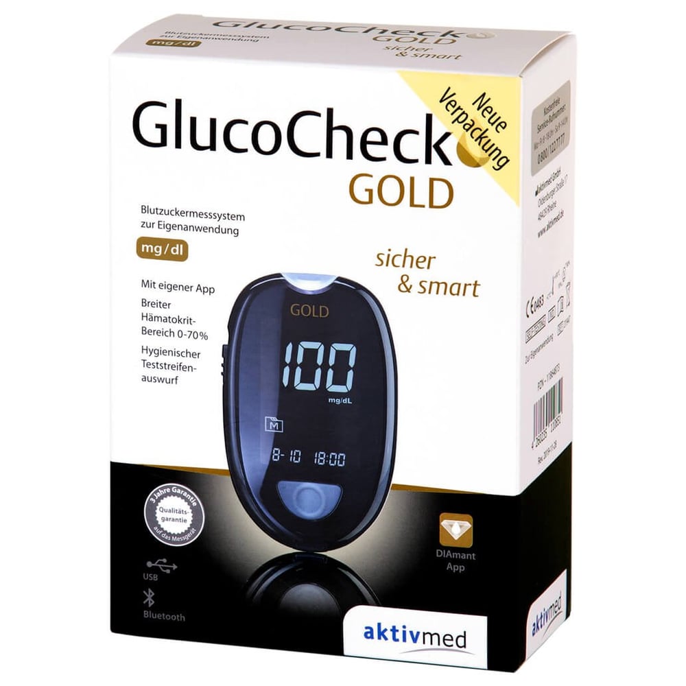 Glucocheck Gold Blutzuckermessgerät Set mg/dl