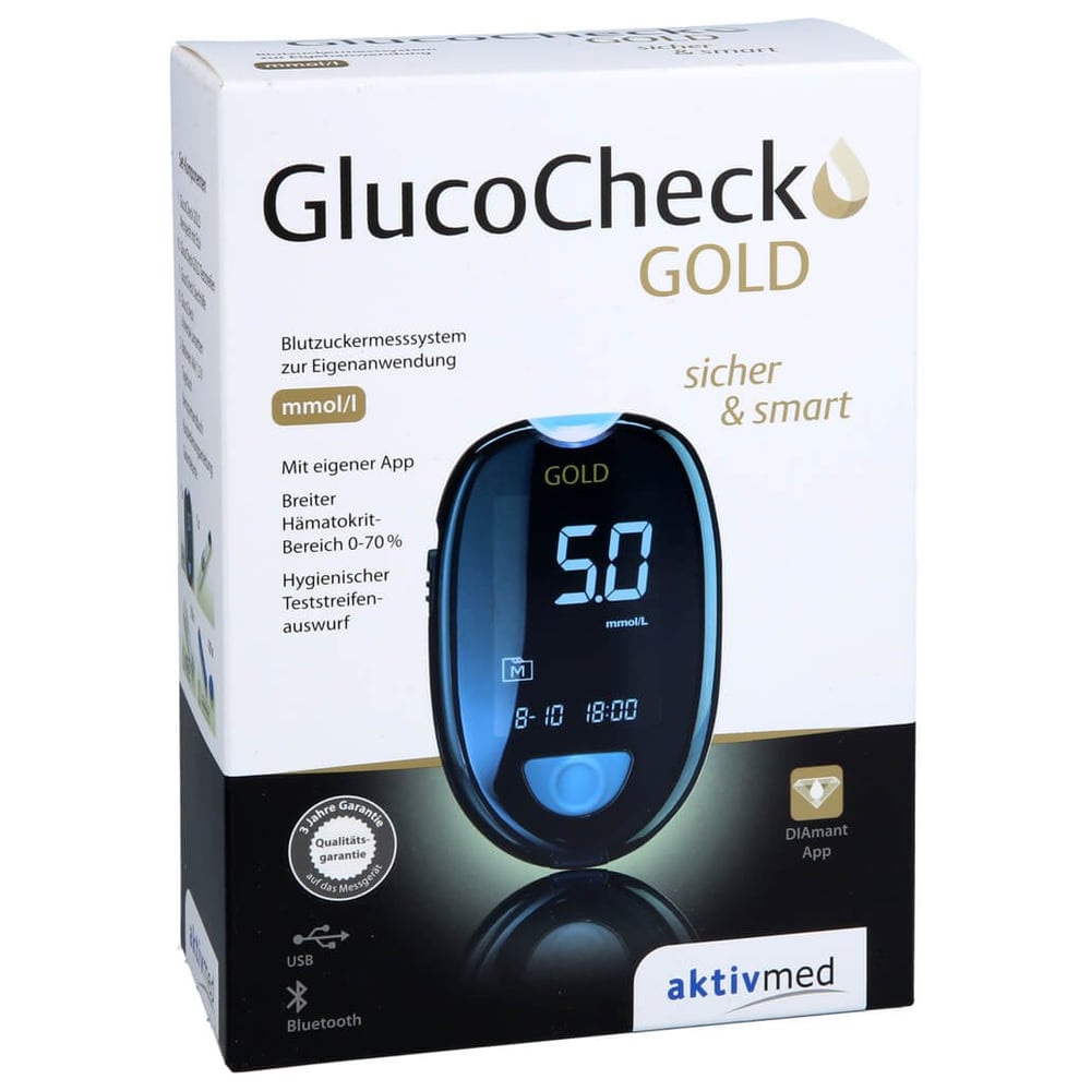 Glucocheck Gold Blutzuckermessgerät Set mmol/l