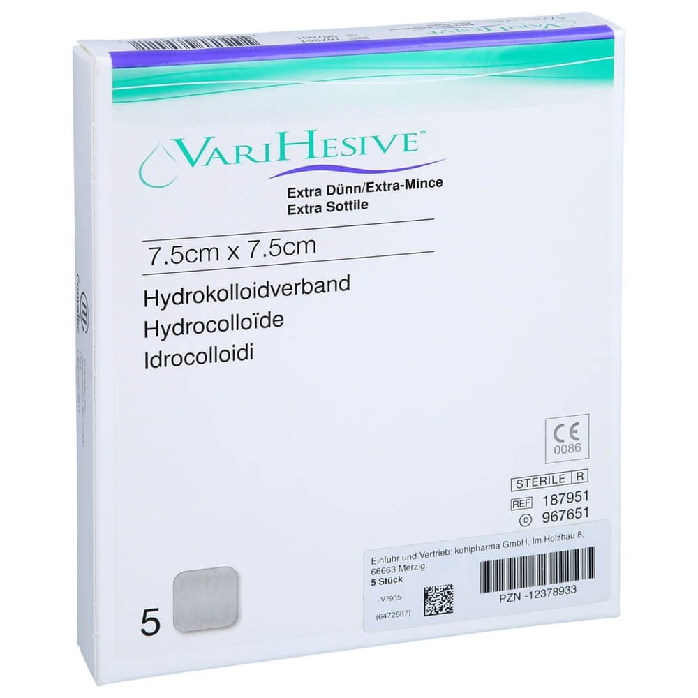 Varihesive extra dünn 7.5x7.5 cm HKV hydroaktiv