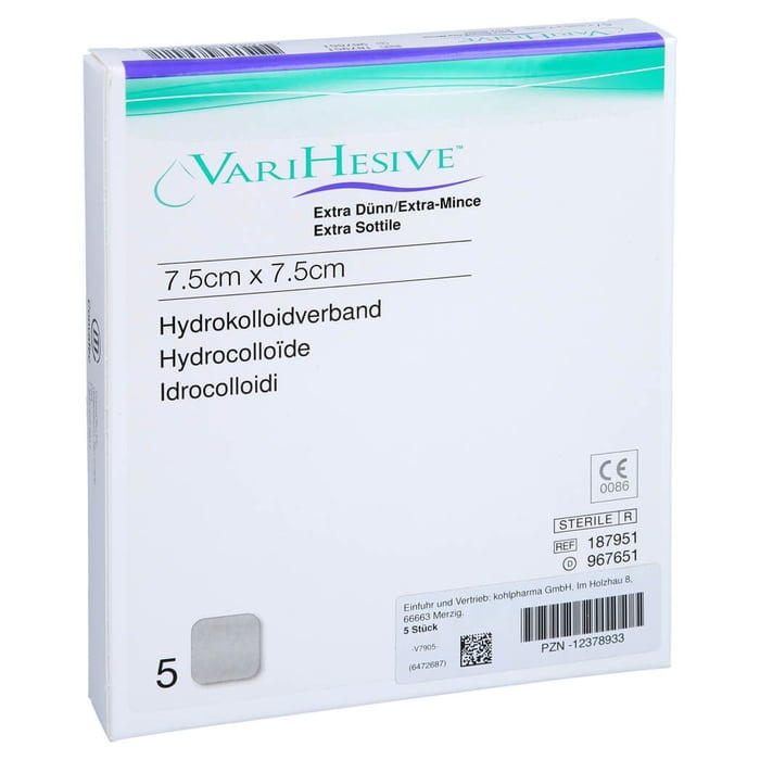 Varihesive extra dünn 7.5x7.5 cm HKV hydroaktiv