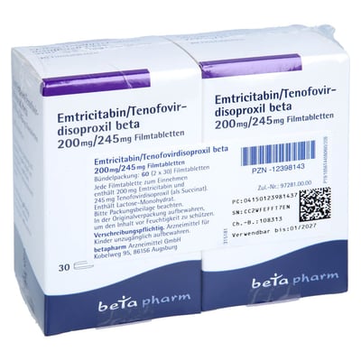Emtricitabin/Tenofovirdisoproxil beta 200 mg/245 mg Produktbild 1