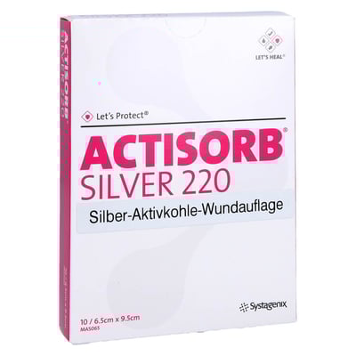 Actisorb 220 Silver 6,5x9,5 cm steril Kompressen Avitamed