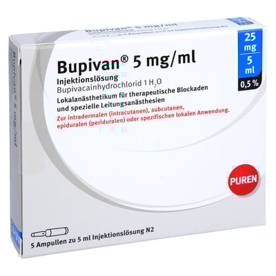 Bupivan 0.5% 5mg/ml 25mg/5ml Glasamp.