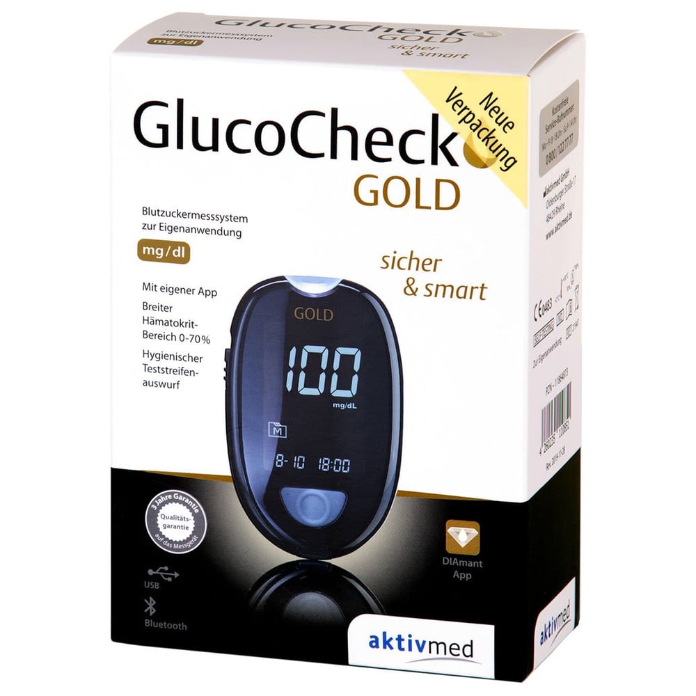 Glucocheck Gold Blutzuckermessgerät Set mg/dl