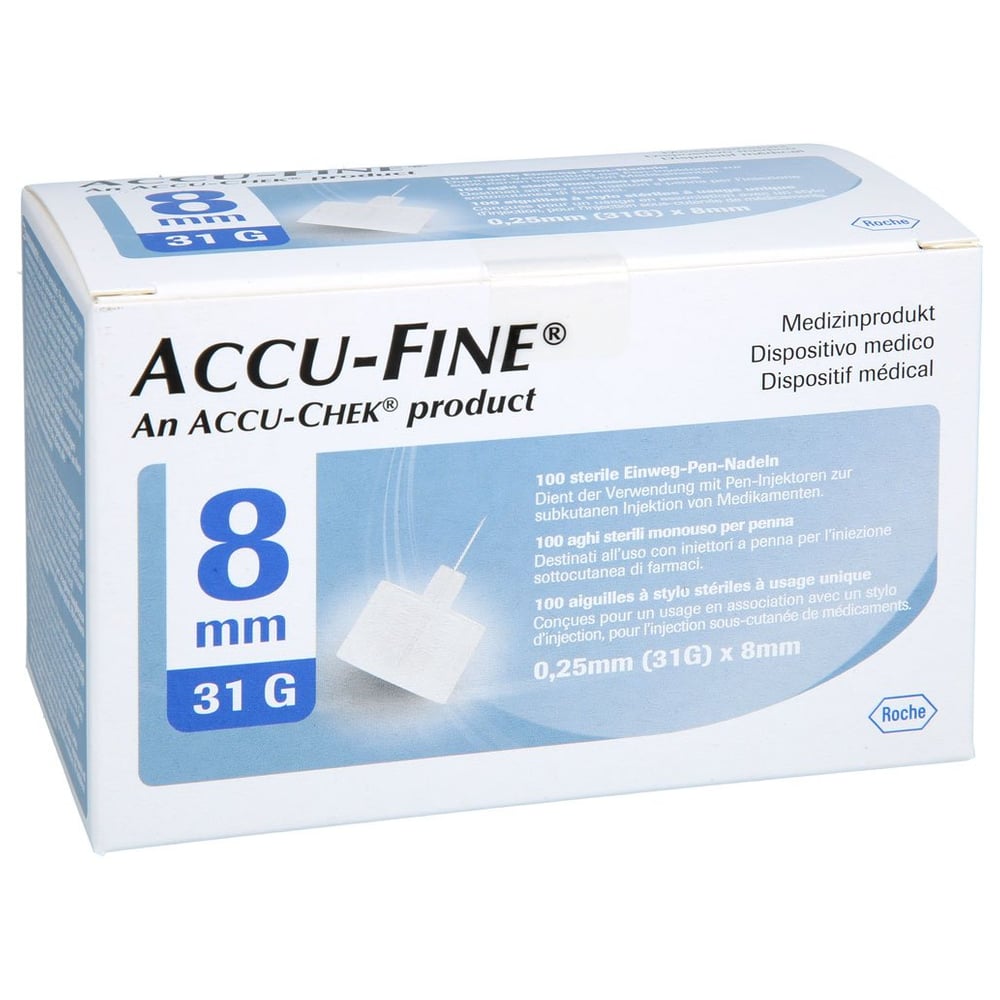 Accu-Fine Sterile Nadeln für Insulinpens 8 mm