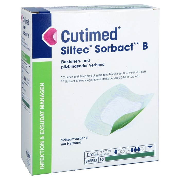 Cutimed Siltec Sorbact B PU-Verb.7,5x7,5 cm