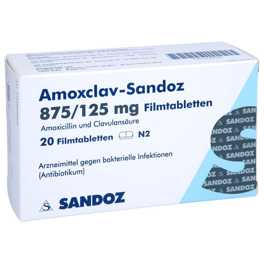 Amoxclav Sandoz 875 mg + 125 mg Filmtabletten