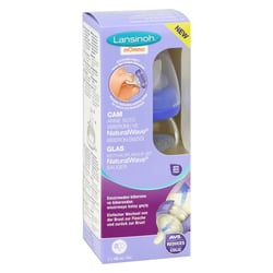 Lansinoh Glas Weithalsflasche 160 ml mit Sauger S