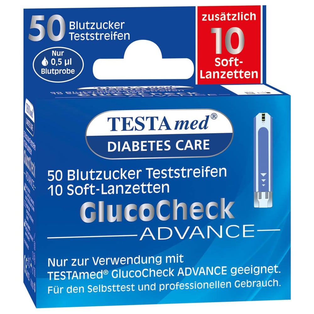 Testamed Glucocheck Advance 50 Teststreifen mit 10 Lanzetten