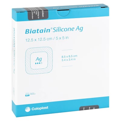 Biatain Silicone Ag Schaumverband 12,5x12,5 cm B2B Medical