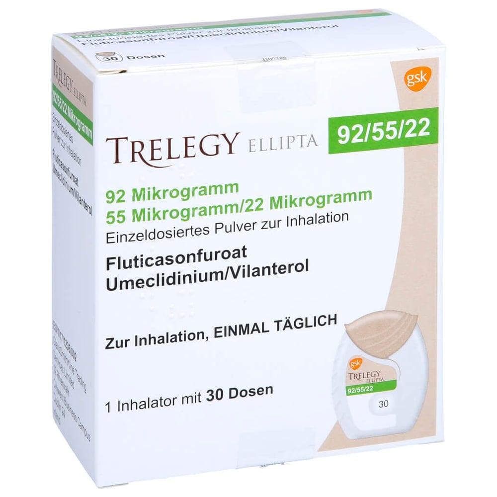 Trelegy Ellipta 92 ug/ 55 ug/ 22 ug Dosis 30 ED