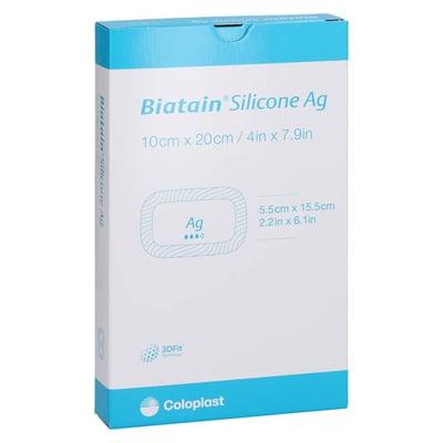 Biatain Silicone Ag Schaumverband 10x20 cm