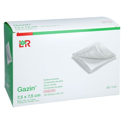 Gazin Mullkompresse 7,5x7,5 cm steril 8fach Tora Pharma Produktbild 1