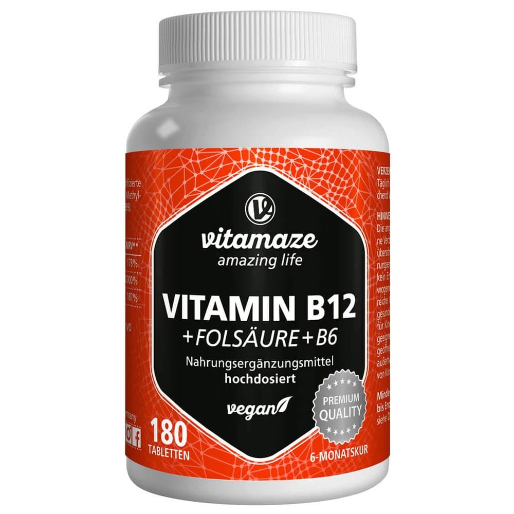 Vitamin B12 1000 ug hochdosiert + B9 + B6 vegan