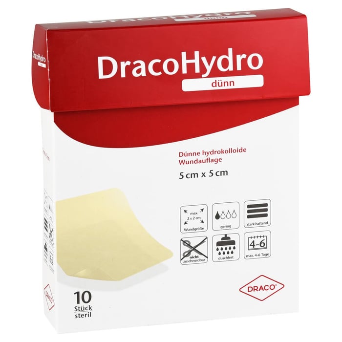 Dracohydro dünn Hydrokoll.Wundauflage 5x5 cm