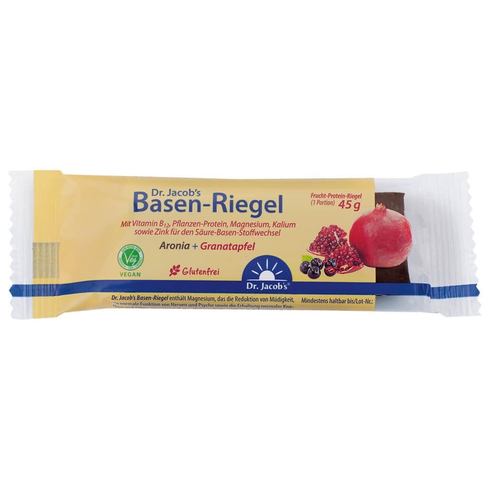 Dr.Jacob's Basen-Riegel Granatapfel Frucht Protein B12 vegan