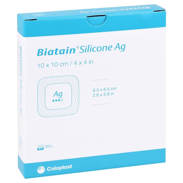 Biatain Silicone Ag Schaumverband 10x10 cm