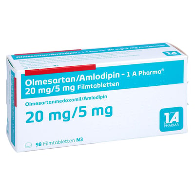 Olmesartan/Amlodipin-1A Pharma 20 mg/5 mg Produktbild 1