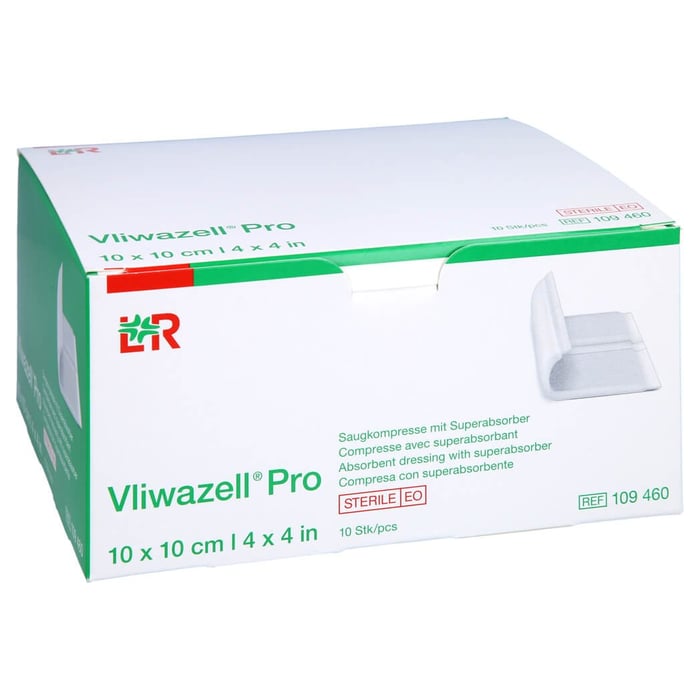 Vliwazell Pro superabsorb. steril 10x10 cm