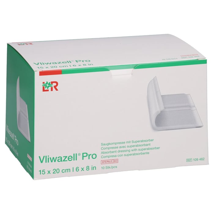 Vliwazell Pro superabsorb. steril 15x20 cm