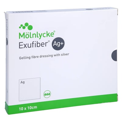 Exufiber Ag+ 10x10 cm Gelbildender Faserverband m.s