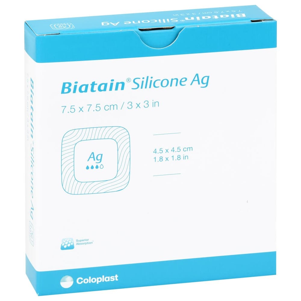 Biatain Silicone Ag Schaumverband 7,5x7,5 cm