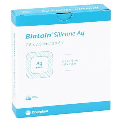 Biatain Silicone Ag Schaumverband 7,5x7,5 cm