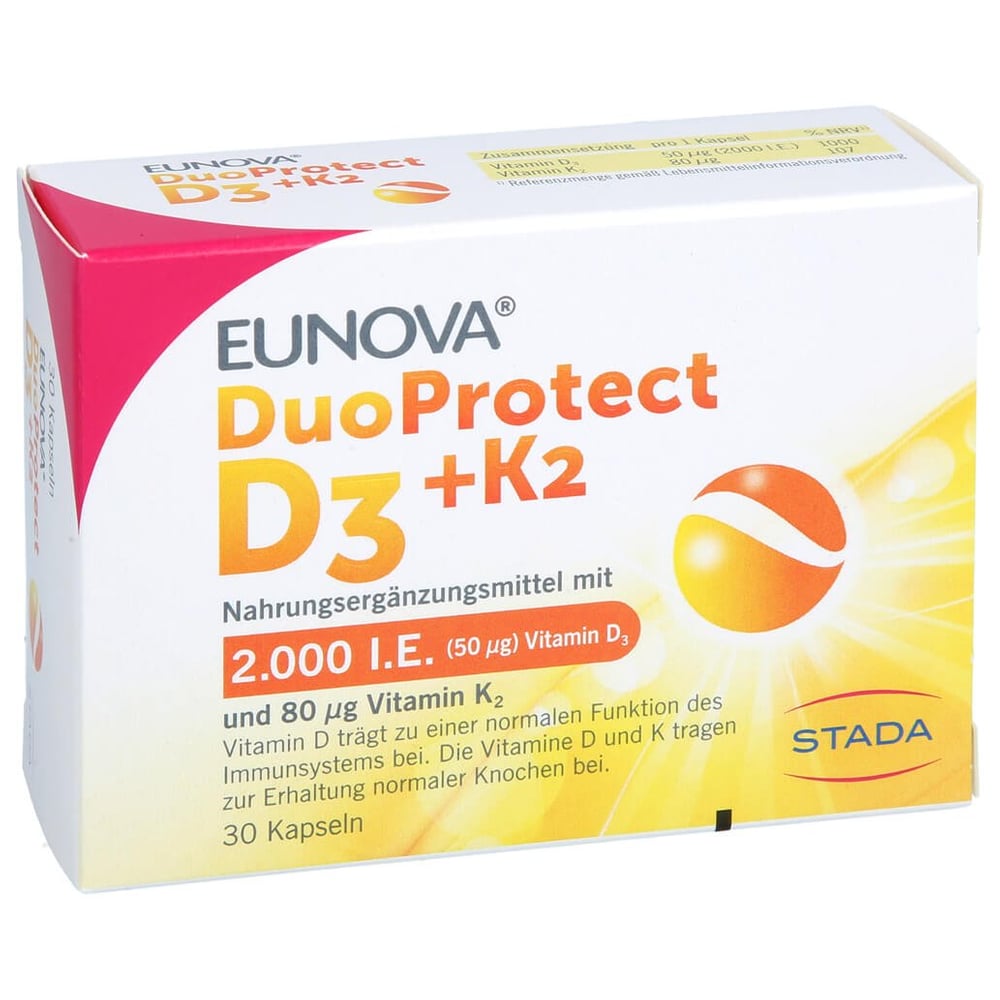 Eunova DuoProtect D3+k2 2000 I.e./80 g Kapseln