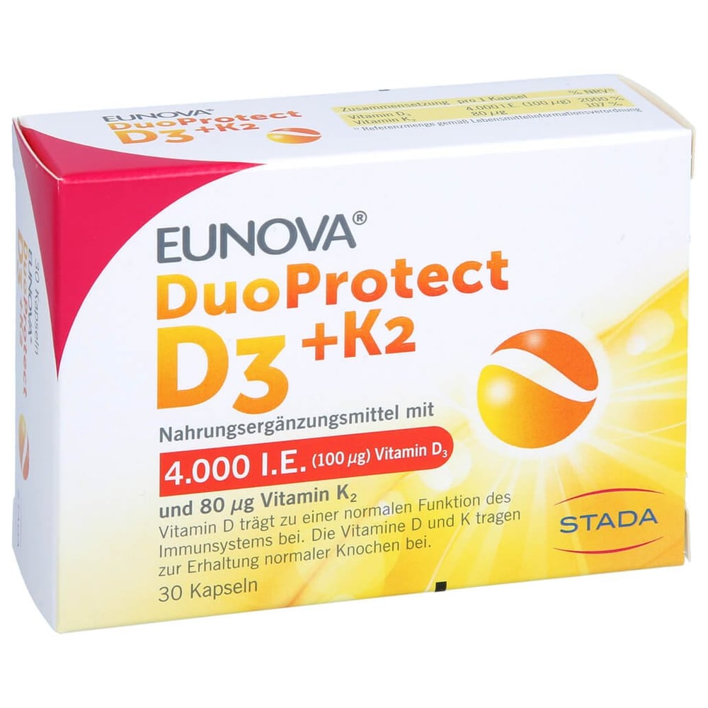 Eunova Duoprotect D3+k2 4000 I.E./80 ug Kapseln
