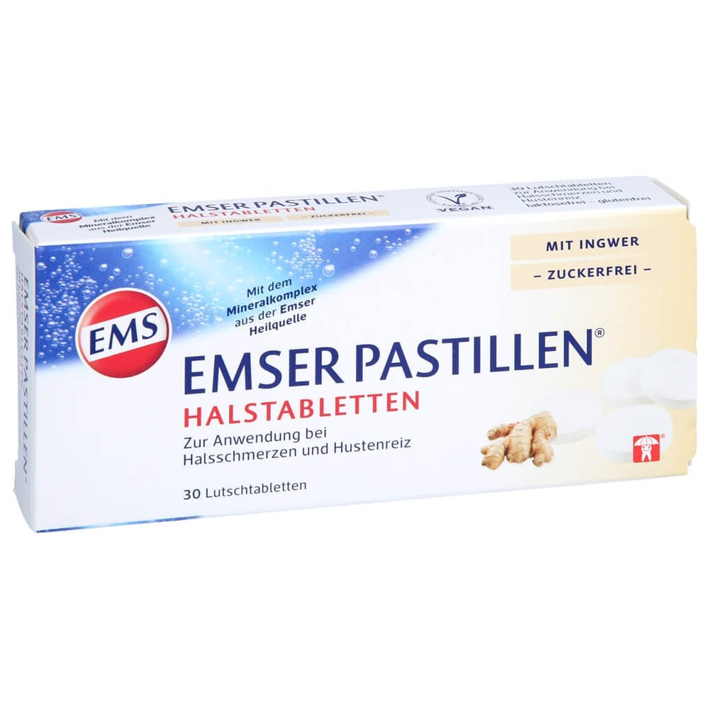 Emser Pastillen Halstabletten m. Ingwer zuckerfrei