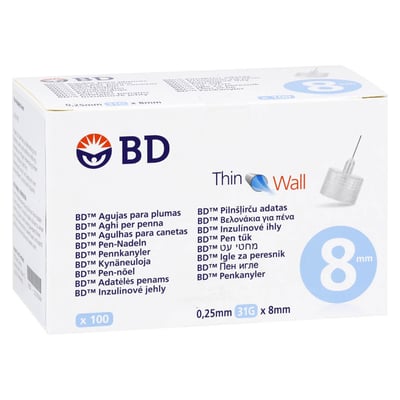BD Thin Wall Pen-Nadeln 0,25 31 Gx8 mm