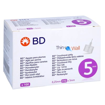 BD Thin Wall Pen-Nadeln 0,25 31 Gx5 mm