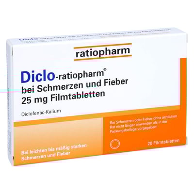 Diclo-ratiopharm bei Schmerzen und Fieber 25 mg