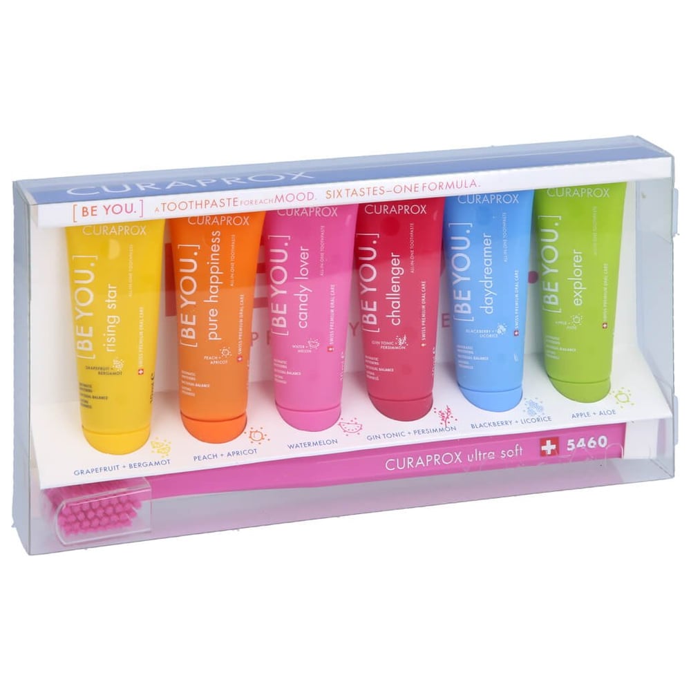 Curaprox Be You MIX Set 6 Zahnpasten 1 Zahnbürste