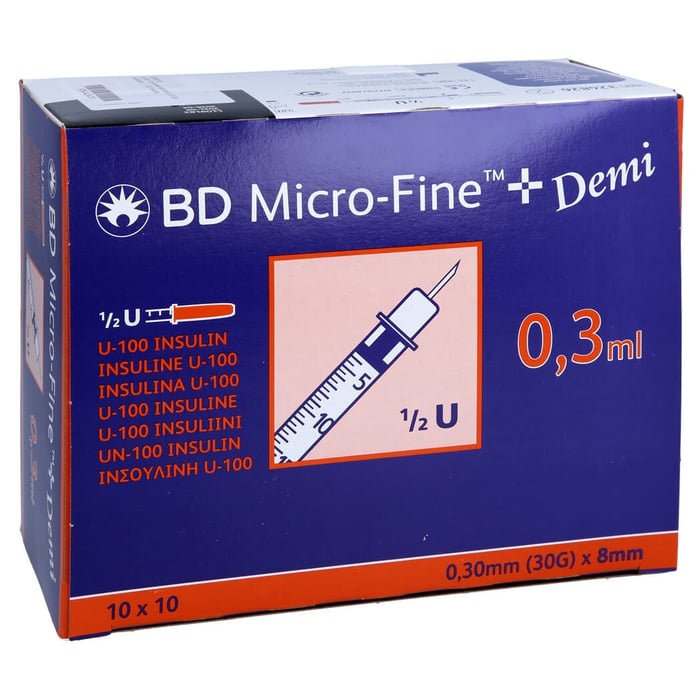 Bd Micro-fine+ Insulinspr.0,3 ml U100 0,3x8 mm