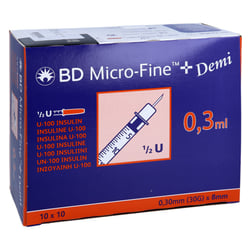 BD Micro-fine+ Insulinspr.0,3 ml U100 0,3x8 mm Docpharm