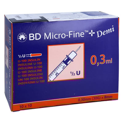 BD Micro-fine+ Insulinspr.0,3 ml U100 0,3x8 mm Docpharm