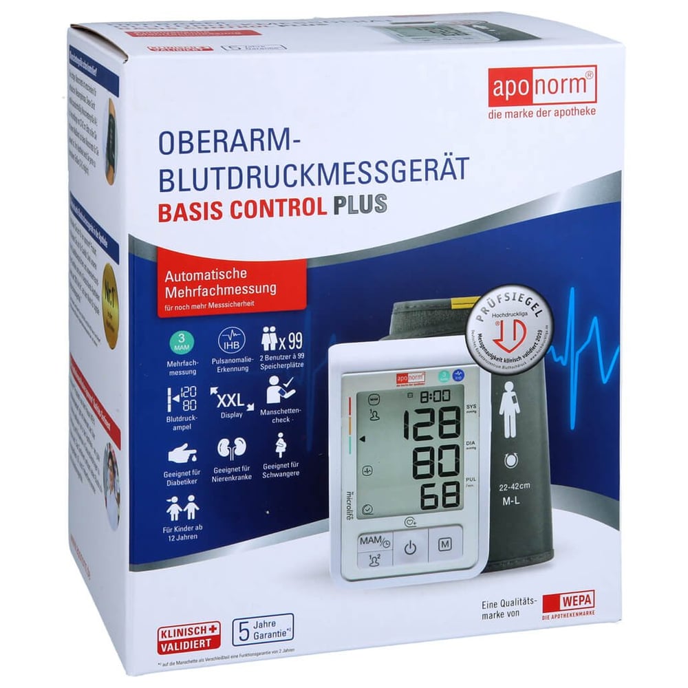 Aponorm Blutdruck Messgerät Basis C. Plus Oberarm