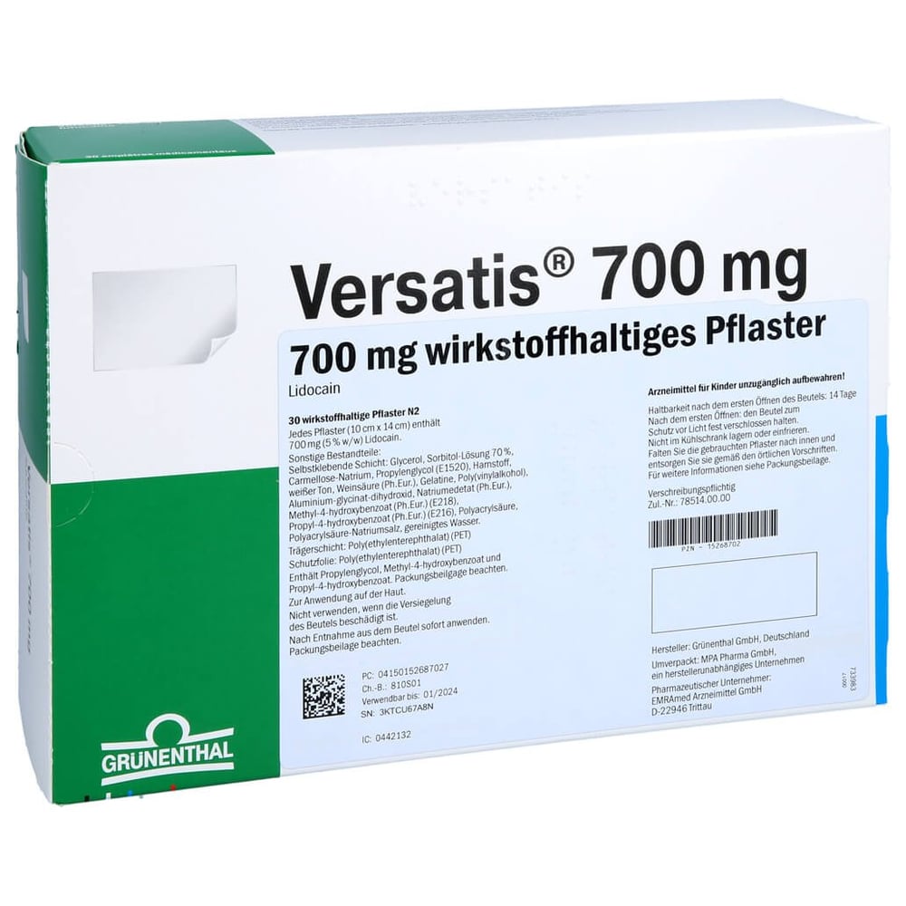 Versatis 700 mg wirkstoffhaltiges Pflaster