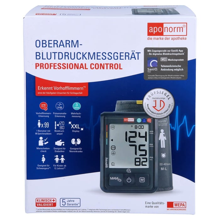 Aponorm Blutdruck Messgerät Prof. Control Oberarm