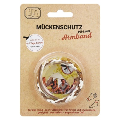 Mückenschutz Armband PU-Leder -braun/weiß- KDA