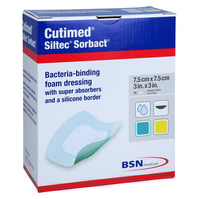 Cutimed Siltec Sorbact PU-Verb.7,5x7,5 cm B2B Medical