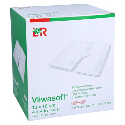 Vliwasoft Schlitzkompressen 10x10 cm steril 4lagig