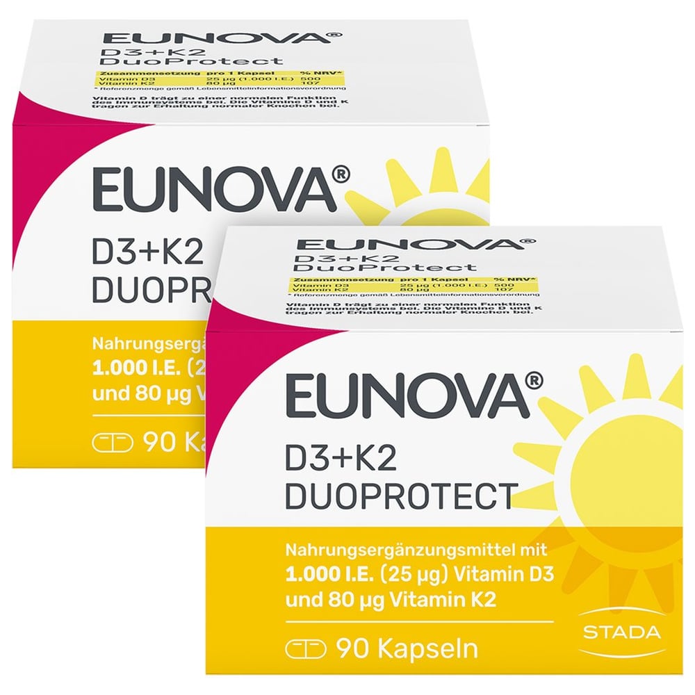 Eunova DuoProtect D3+k2 1000 I.E./80g Kaps.Kombi